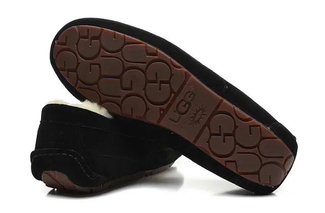 Black Suede Shearling-Lined Moccasin Stitched Slip-On Loafers 7