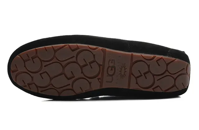 Black Suede Shearling-Lined Moccasin Stitched Slip-On Loafers 9