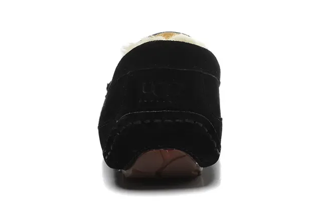 Black Suede Shearling-Lined Moccasin Stitched Slip-On Loafers 11