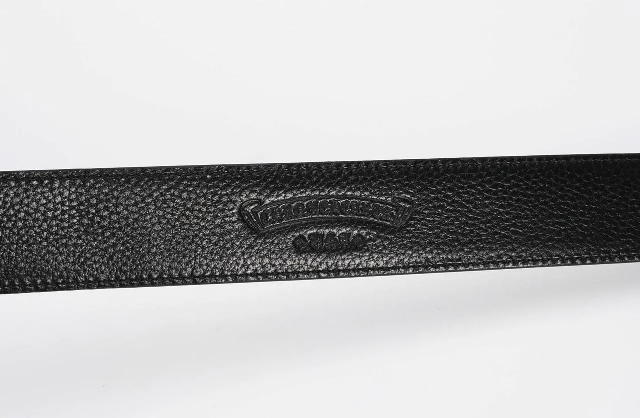 Black White Crocodile-Embossed Lion-Head Buckle Leather Belt 9