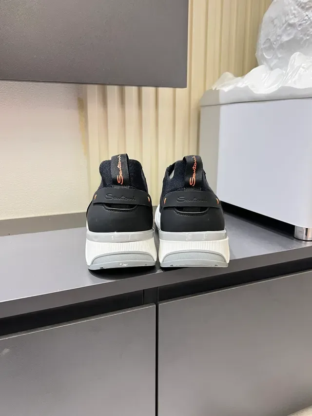 Black White Knit Upper Sculpted Midsole Sneakers 2
