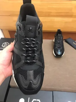 Black White Mesh And Patent Leather Upper Sculpted Midsole Sneakers 3