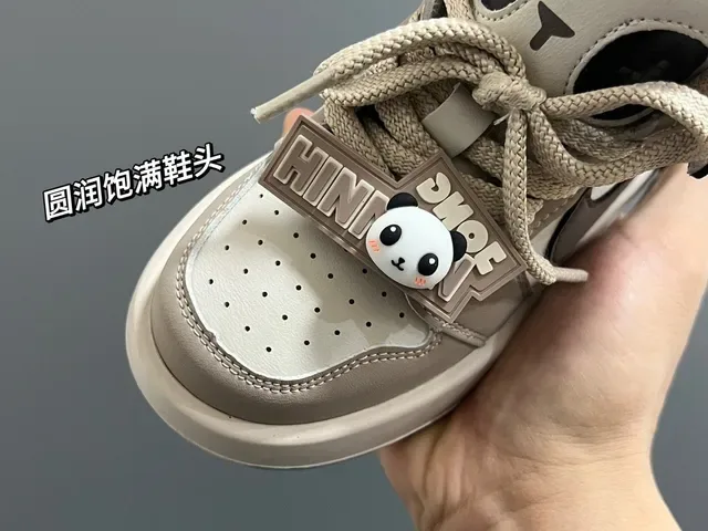 Black White Panda-Themed Plush-Lined Lifestyle Sneakers 23