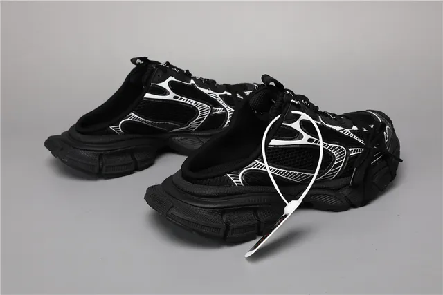 Black White Silhouette Geometric Overlays Chunky Sneakers 3
