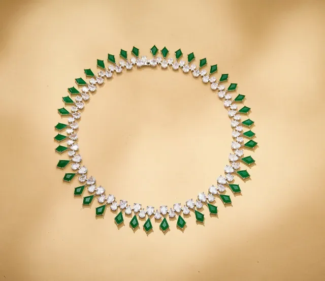 Blue and Clear Gemstone Multi-Row Collar Necklace 3
