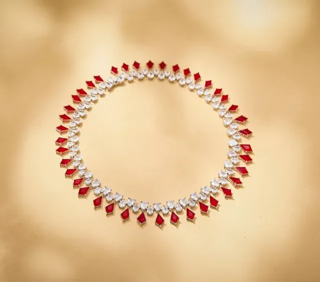 Blue and Clear Gemstone Multi-Row Collar Necklace 5