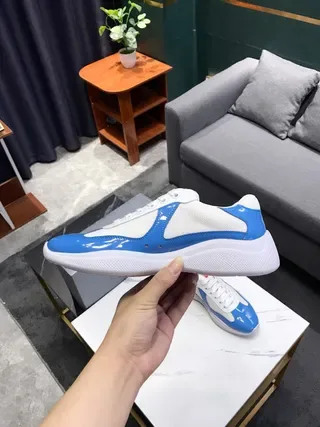Blue and White Patent Panel Lifestyle Sneakers 2