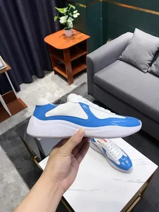 Blue and White Patent Panel Lifestyle Sneakers 3