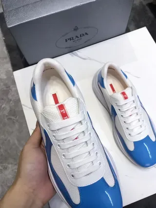 Blue and White Patent Panel Lifestyle Sneakers 4