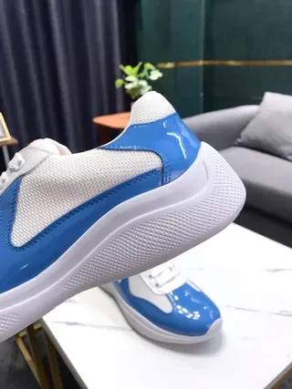 Blue and White Patent Panel Lifestyle Sneakers 5