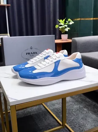 Blue and White Patent Panel Lifestyle Sneakers 6