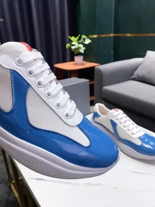 Blue and White Patent Panel Lifestyle Sneakers 8