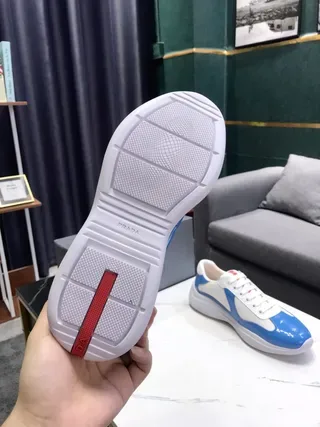 Blue and White Patent Panel Lifestyle Sneakers 9