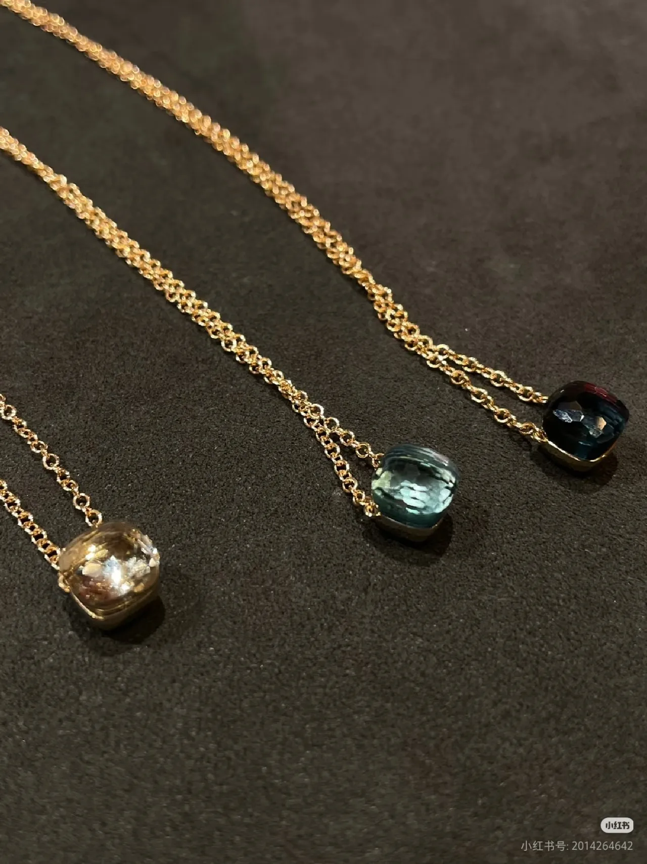 Blue Gold Faceted Square Pendant Rose Chain Necklace 5