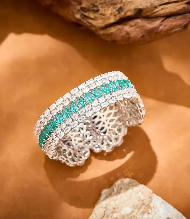 Blue Green Multi-Stone Cuff-Style Bracelet 2