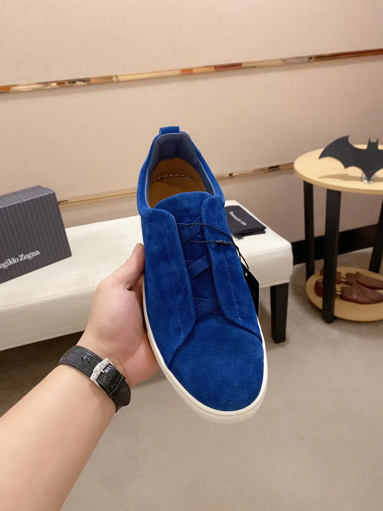 Blue Suede Slip-On Lifestyle Sneaker 3
