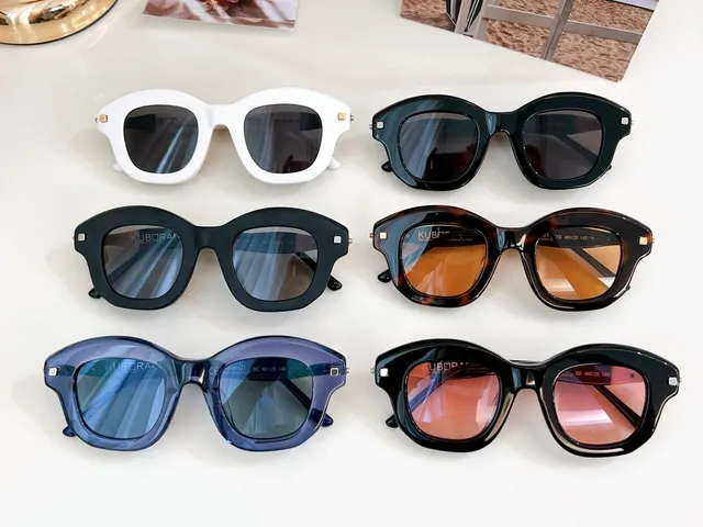Blue White Oversized Rectangular Silhouette Metal Hinge Accents Sunglasses 3