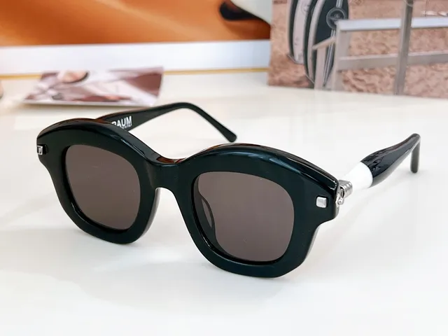 Blue White Oversized Rectangular Silhouette Metal Hinge Accents Sunglasses 4
