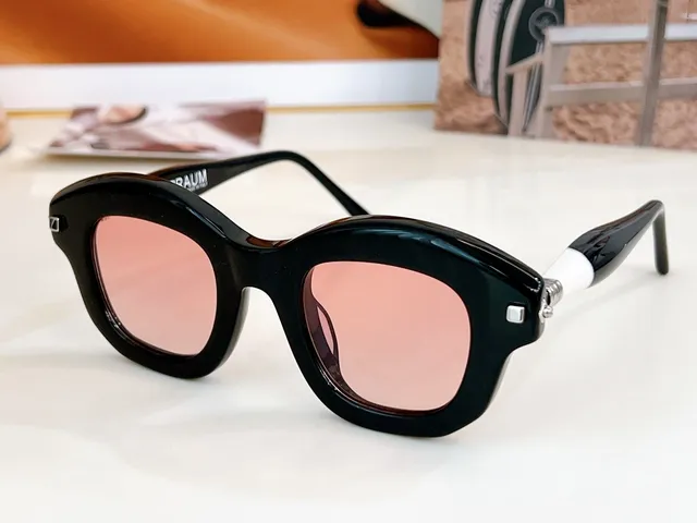 Blue White Oversized Rectangular Silhouette Metal Hinge Accents Sunglasses 6