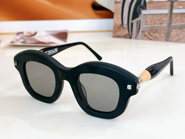 Blue White Oversized Rectangular Silhouette Metal Hinge Accents Sunglasses 8