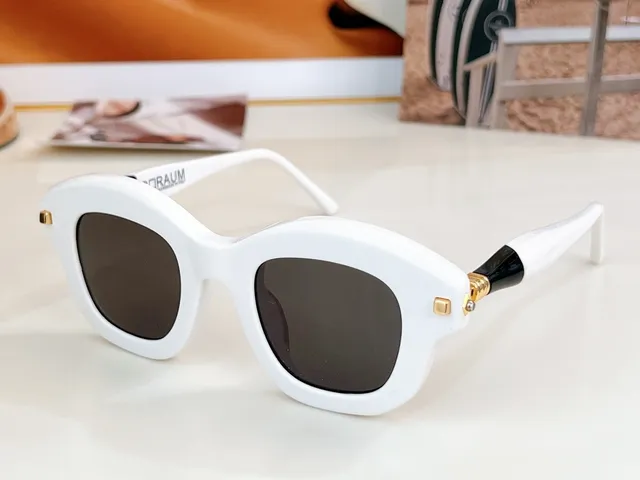 Blue White Oversized Rectangular Silhouette Metal Hinge Accents Sunglasses 9