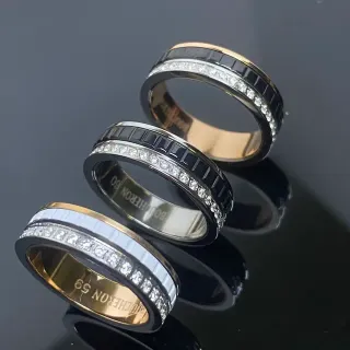 Boucheron Quatre Classic Pavé Diamond Black and Gold Tone Ring