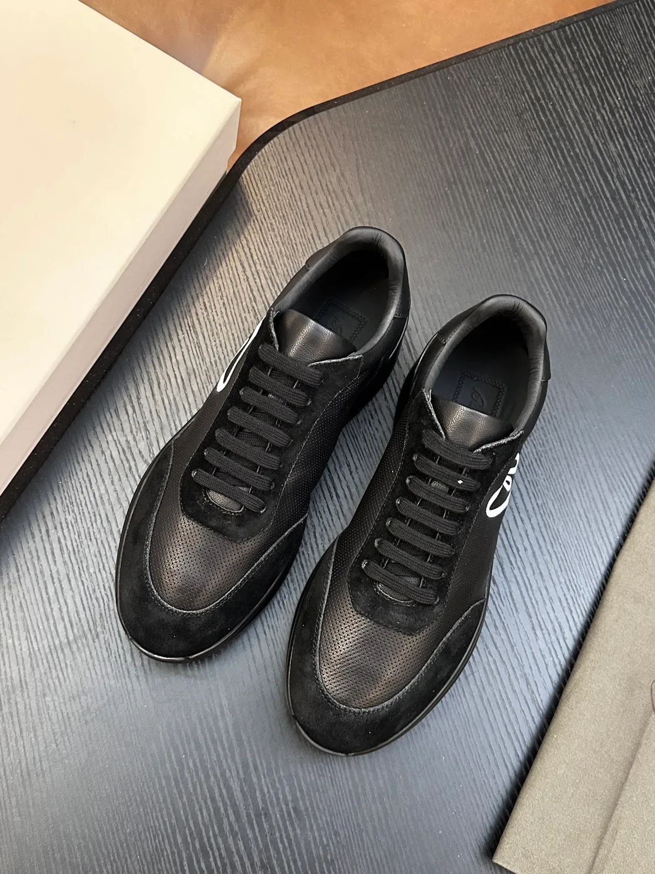 Brioni Black Leather and Suede Lifestyle Sneaker 3