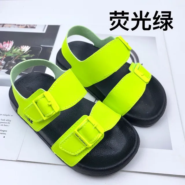 Brown and Tan Two-Strap Buckle Sandals 4