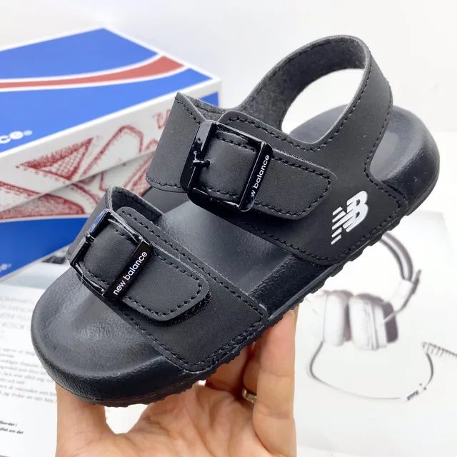 Brown and Tan Two-Strap Buckle Sandals 17