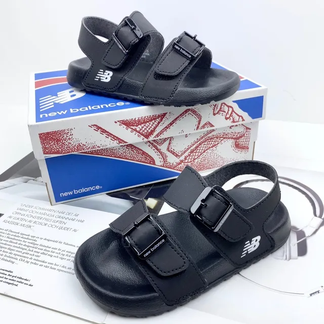 Brown and Tan Two-Strap Buckle Sandals 24