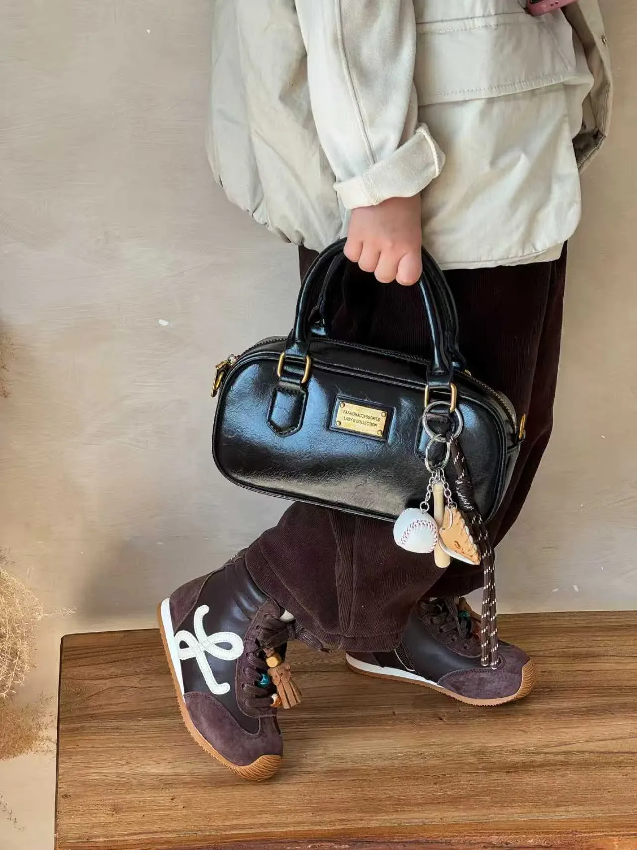 Brown Beige High-Top Mixed-Material Sneakers 15