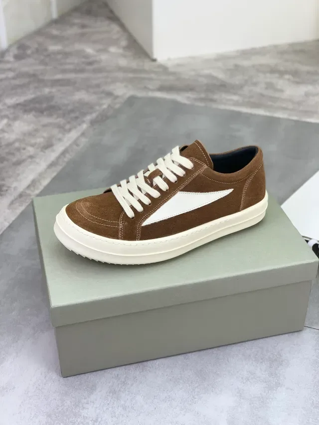 Brown Beige Suede Upper Contrast White Side Panel Sneakers 4