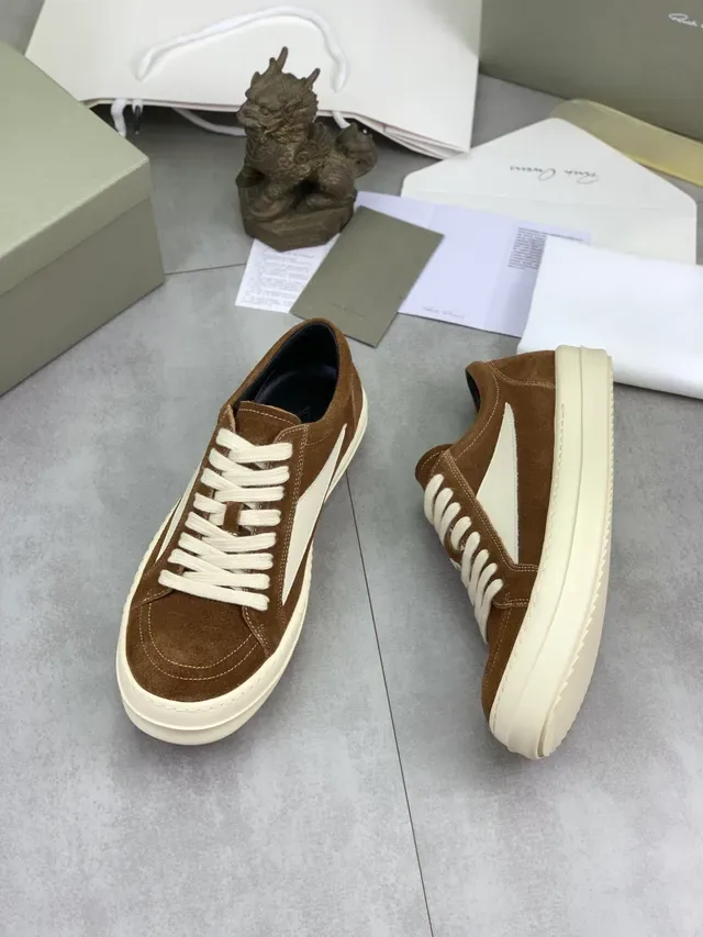 Brown Beige Suede Upper Contrast White Side Panel Sneakers 5