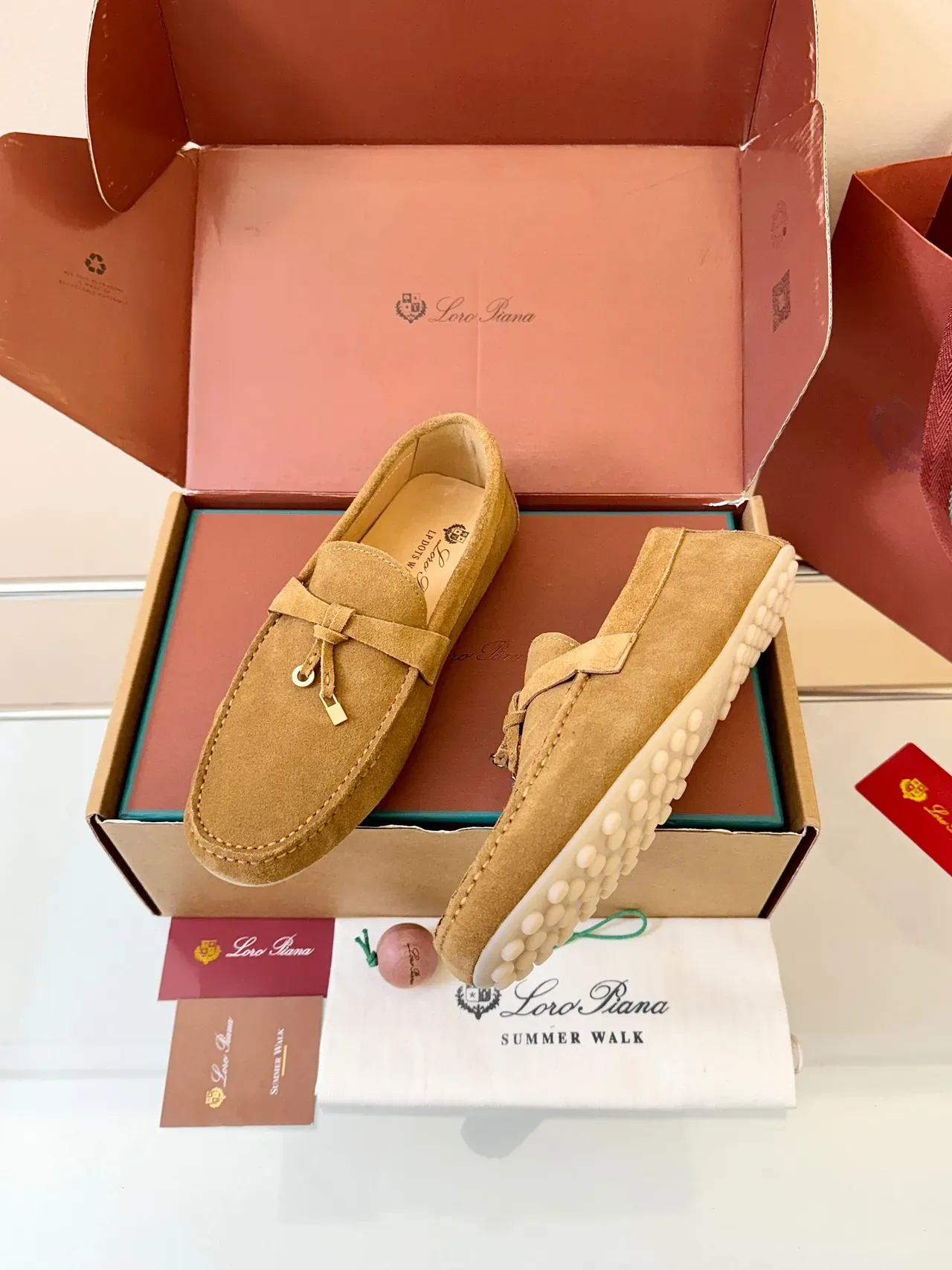 Brown Beige Suede Upper Tassel Strap Loafer 2