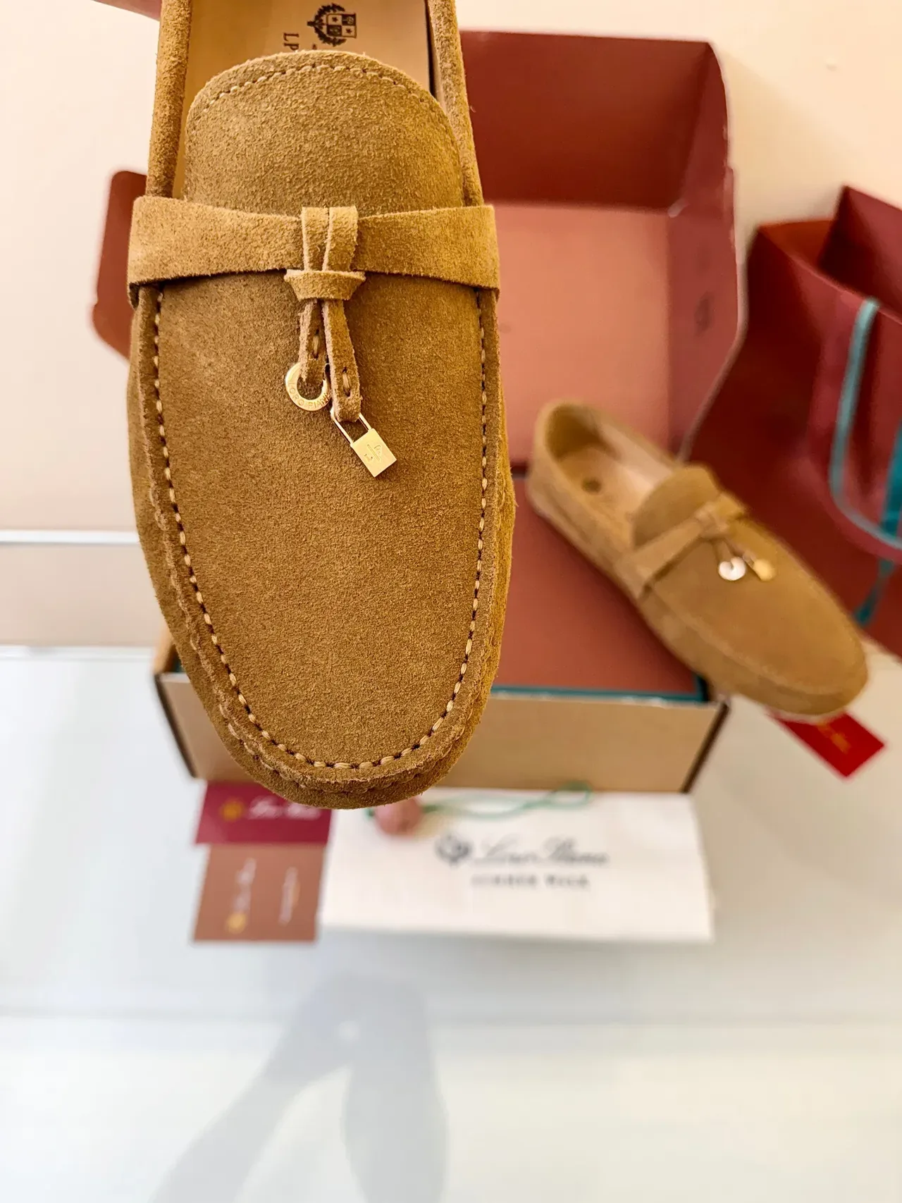 Brown Beige Suede Upper Tassel Strap Loafer 3