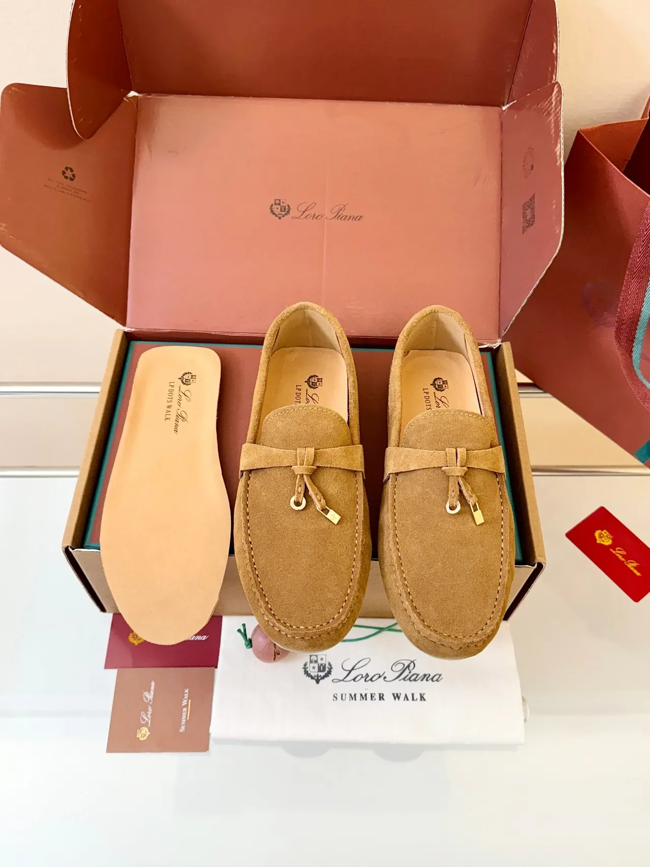 Brown Beige Suede Upper Tassel Strap Loafer 6