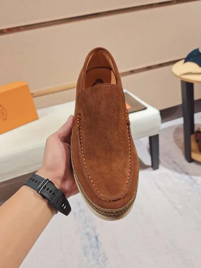 Brown Beige Suede Upper Woven Jute Midsole Band Loafer 5