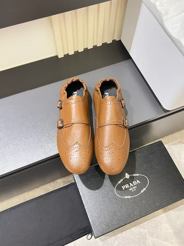 Brown Black Brogue-Perforated Strap Monk Shoes 5