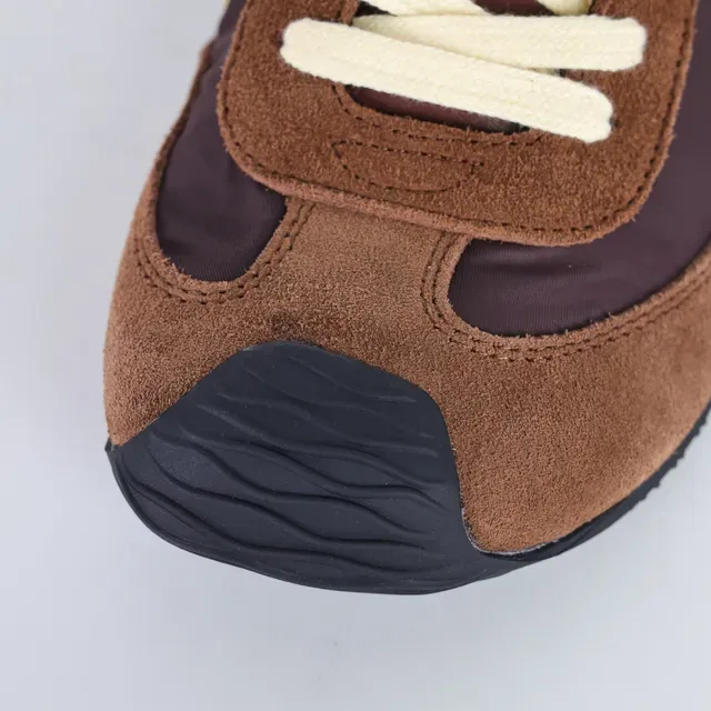 Brown Blue Mixed-Material Upper Contrasting Side Logo Sneakers 5