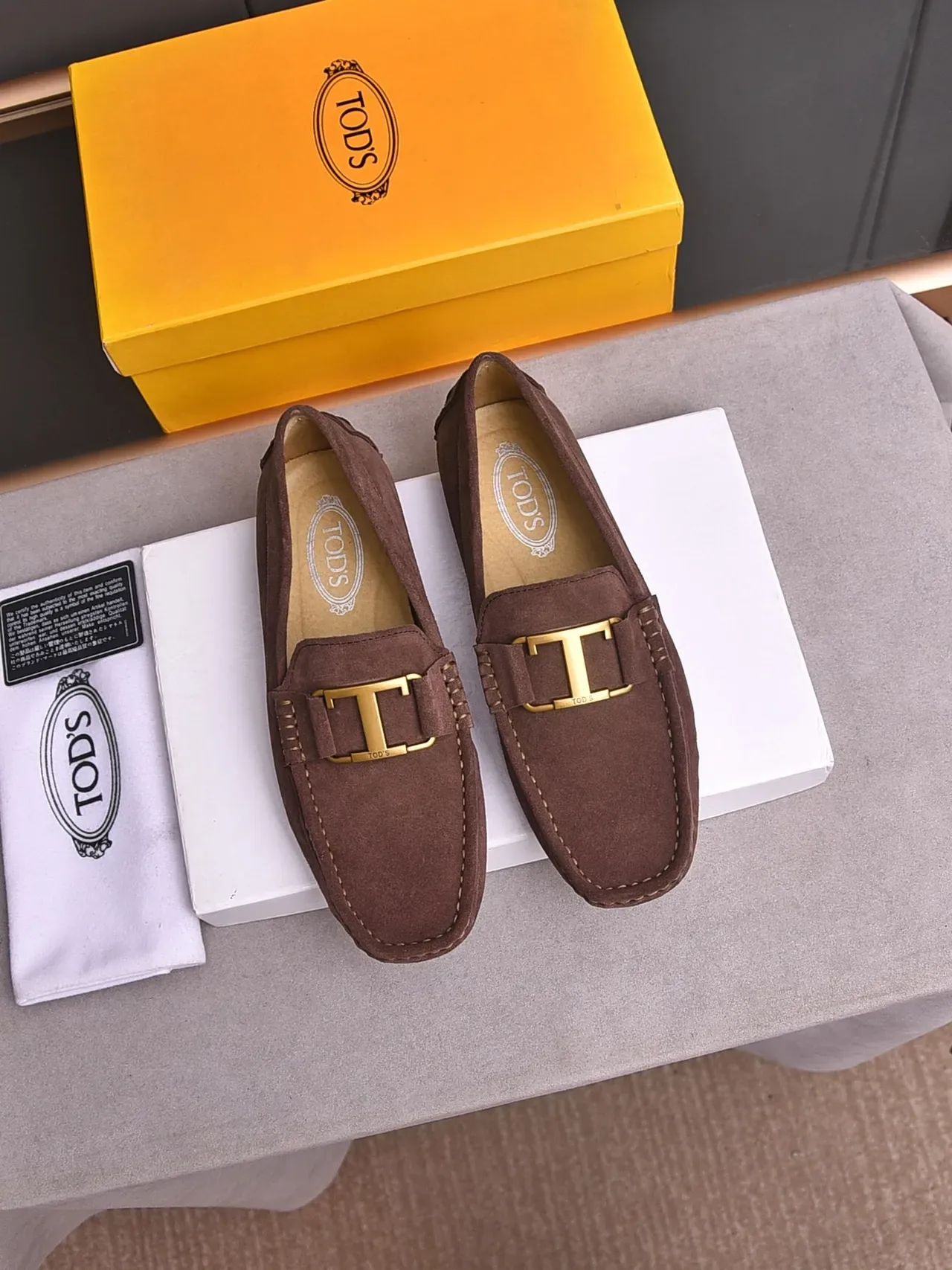 Brown Gold Suede Upper Buckle Strap Loafer 2
