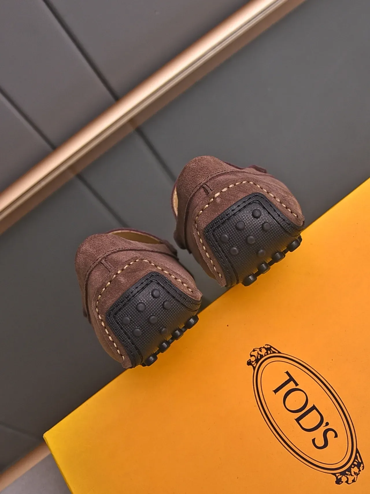 Brown Gold Suede Upper Buckle Strap Loafer 3