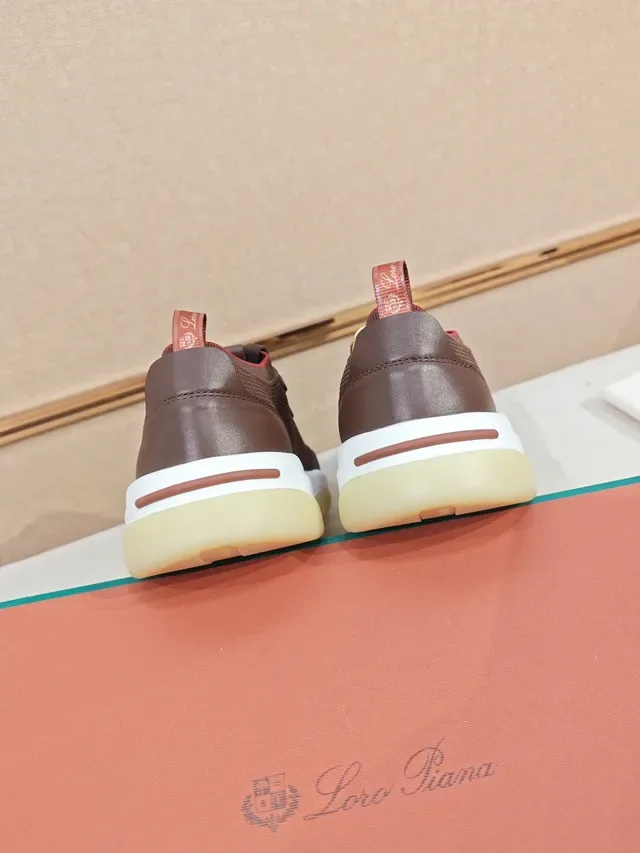 Brown Mesh and Leather Panel Low-Top Lace-Up Sneaker 3