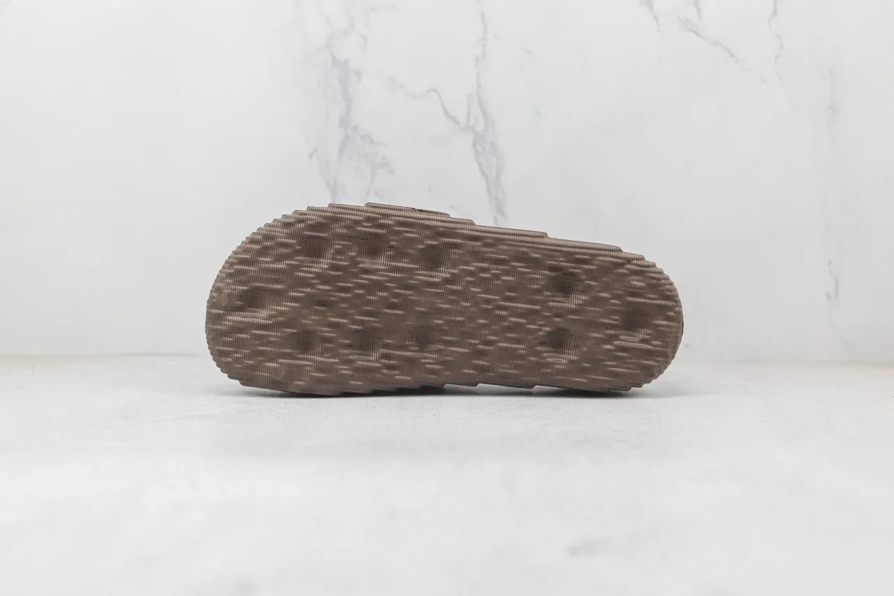 Brown Molded Monolithic Construction Contoured Wave-Patterned Footbed Slippers 6