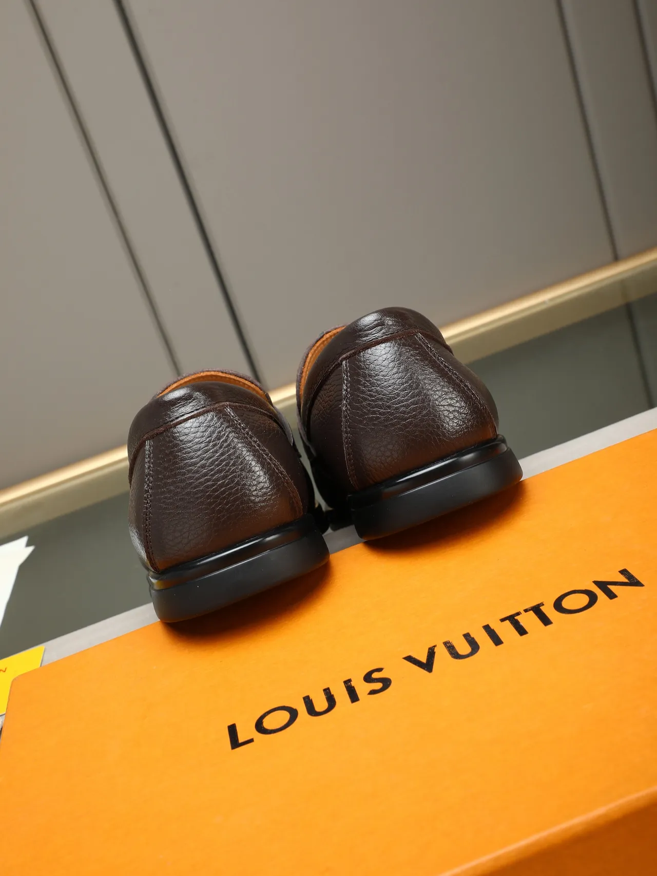 Brown Pebbled Leather Penny Strap Loafer 3