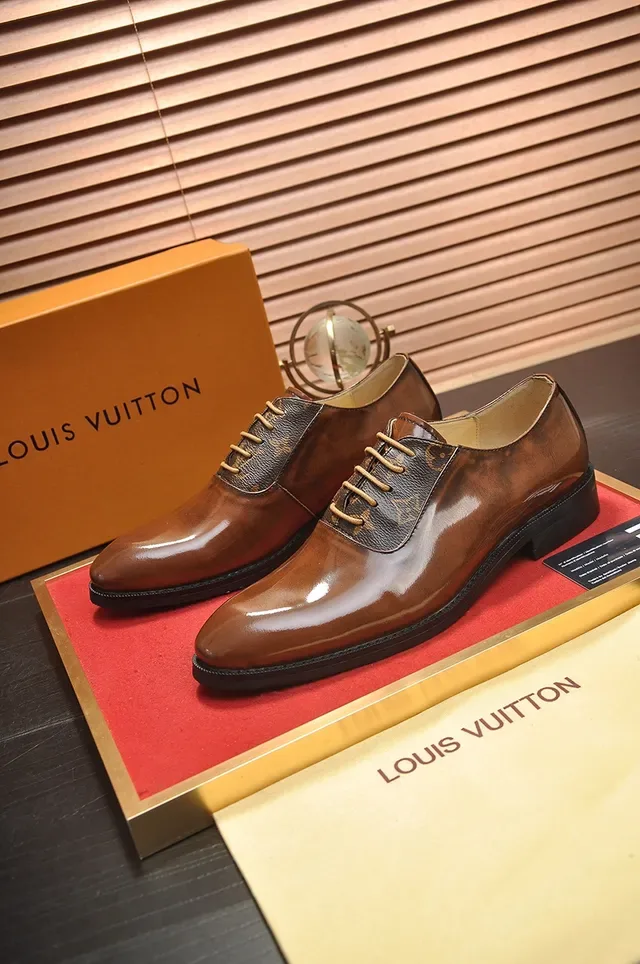 Brown Polished Leather Cap Toe Oxford Shoes 4