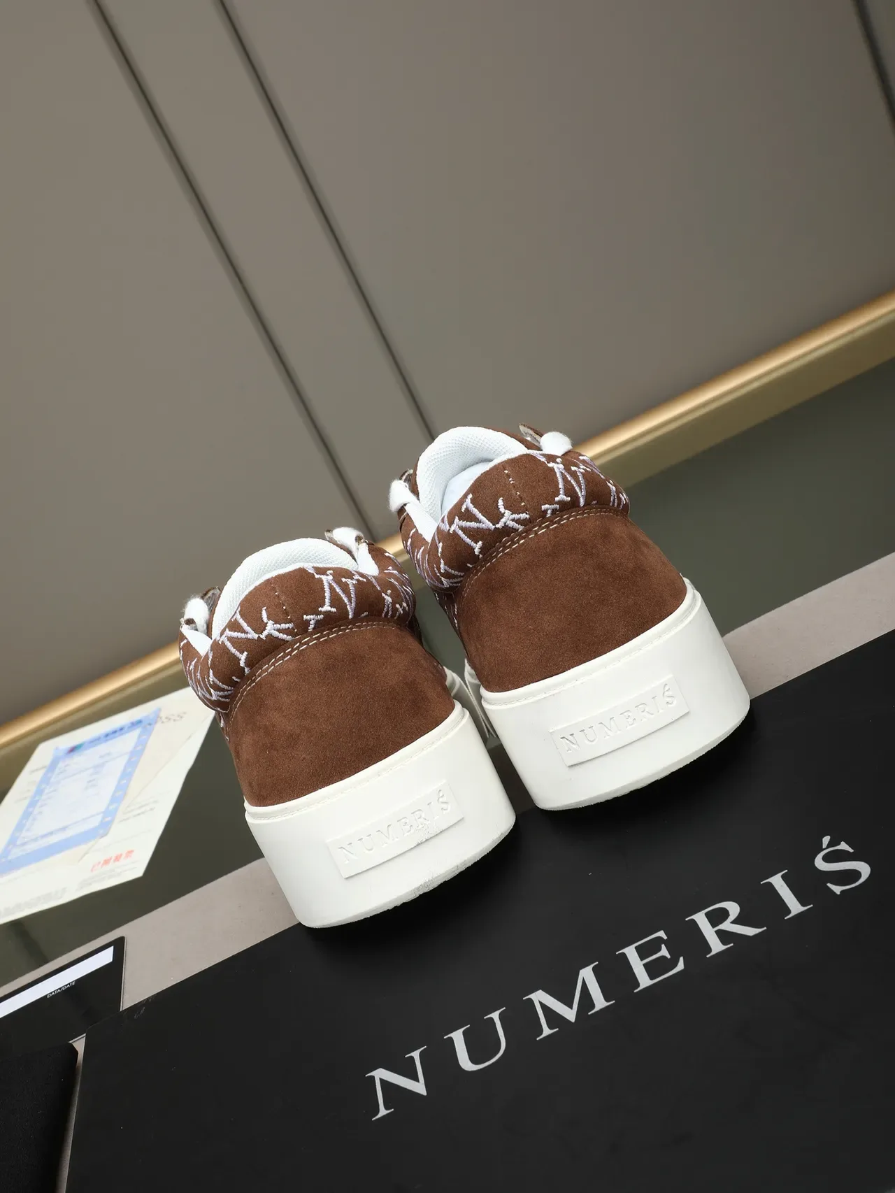 Brown Suede Monogram Platform Sneaker 3