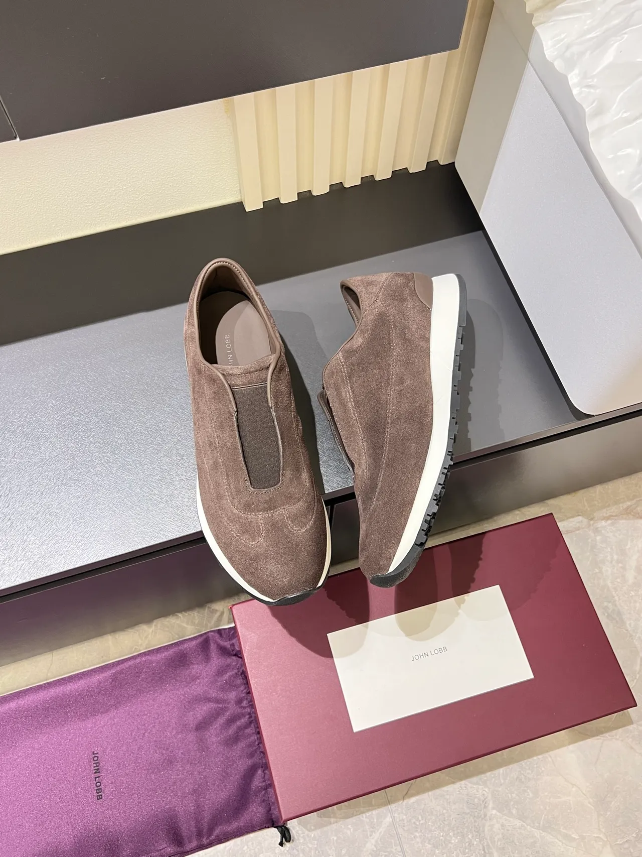 Brown Suede Slip-On Lifestyle Sneakers 4