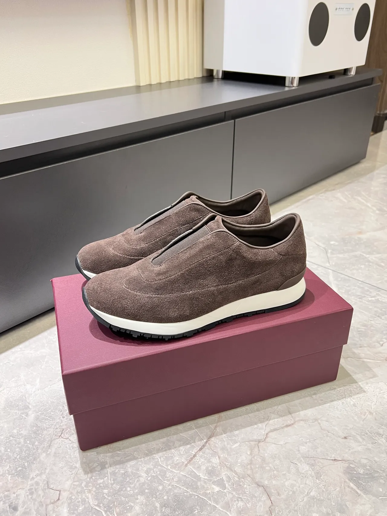 Brown Suede Slip-On Lifestyle Sneakers 5