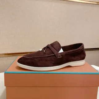 棕白麂皮鞋面 对比鞋底 乐福鞋