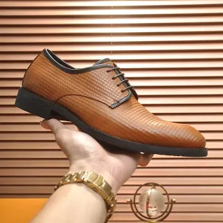 Brown Woven Texture Cap Toe Oxford Shoes